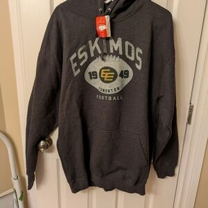 CFL Football Edmonton Eskimos XL Grey Hooded Sweatshirt
